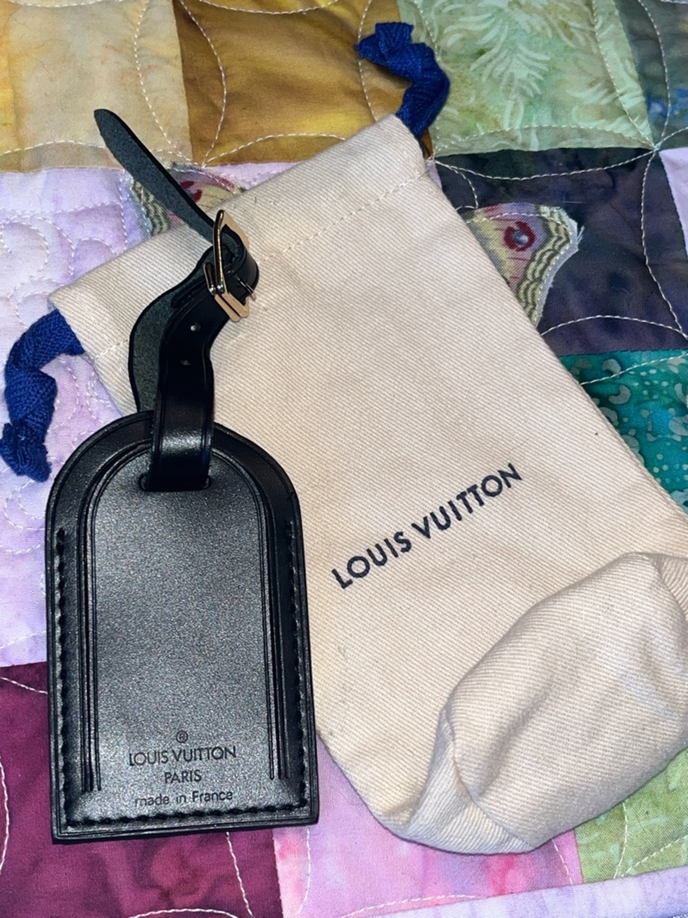 Louis Vuitton LV Black Calfskin Leather Luggage Tag - Brass Hardware WITH DUSTY - Picture 10 of 14